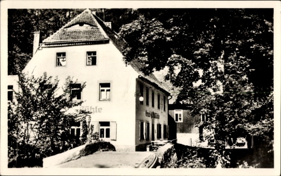 Postcard Wachau in Saxony, Grundmühle Wachau in the Seifersdorfer Tal