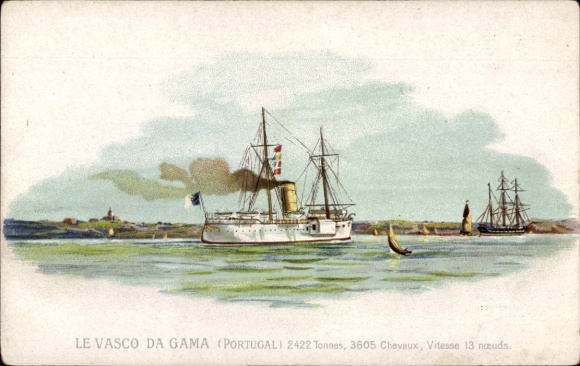 Litho Portugiesisches Kriegsschiff, Vasco da Gama