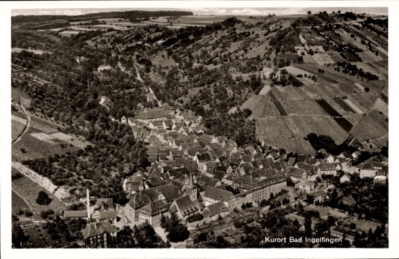 Postcard Ingelfingen in Baden Württemberg, aerial photograph of the town