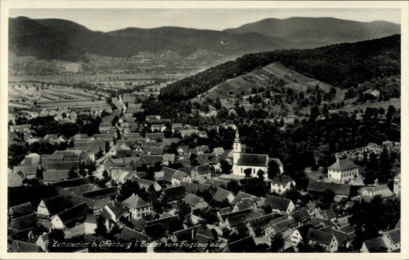 Postcard Zunsweier Offenburg in Baden Schwarzwald, aerial photograph