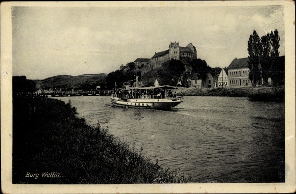 PC Wettin on the Saale, Wettin Castle, steamer
