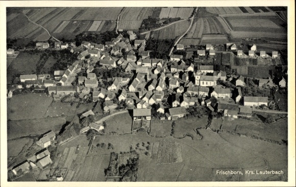 Postcard Frischborn Lauterbach in Hesse, aerial photograph