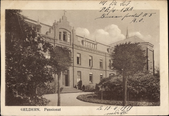 Postcard Geldern on the Lower Rhine, boarding school