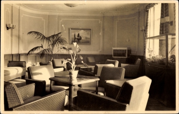 Postcard Antonshöhe Antonsthal Breitenbrunn in the Ore Mountains, night sanatorium, interior view