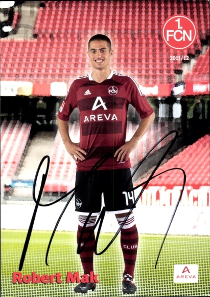Autograph card footballer Robert Mak, 1. FC Nuremberg, autograph