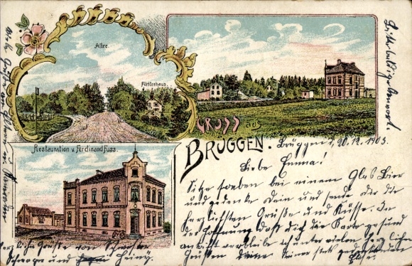 Litho Brüggen am Niederrhein, Allee, Restaurant, Försterhaus