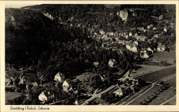 Postcard Streitberg Wiesenttal Franconian Switzerland, aerial photograph