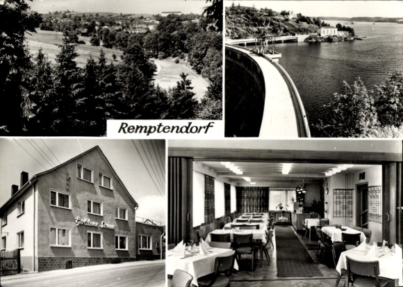 Ak Remptendorf in Thüringen, Gasthaus Zur Goldenen Sonne, Panorama, Talsperre