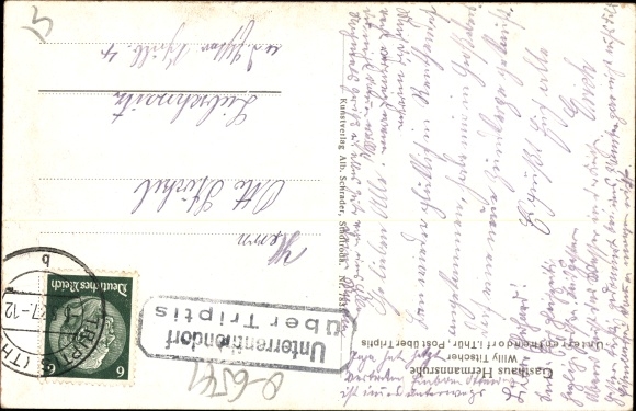 Postcard Renthendorf in Thuringia, parish, birthplace of Dr. A. Brehm, Tomb, Panorama