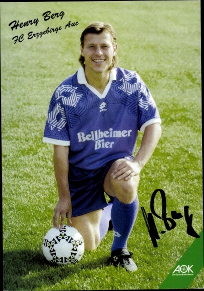 Autogrammkarte Fußballer Henry Berg, FC Erzgebirge Aue, Autogramm