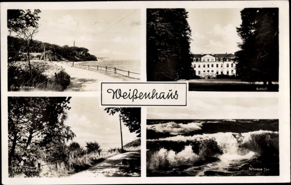 Postcard Weißenhaus Wangels in Ostholstein, castle, beach, lake