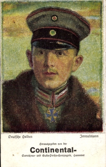 Künstler Ak Jagdflieger Oberleutnant Max Immelmann, Continental Reklame