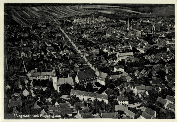 Postcard Pfungstadt Hessen, aerial photograph