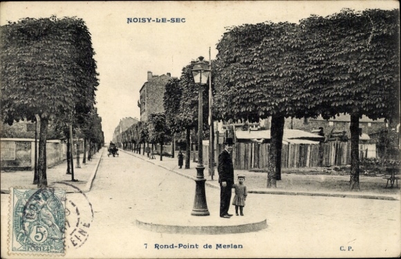 Ak Noisy le Sec Seine Saint Denis, Rond Point de Merian