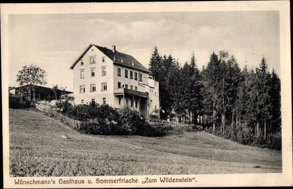 Postcard Grünhainichen in the Ore Mountains, Inn zum Wildenstein