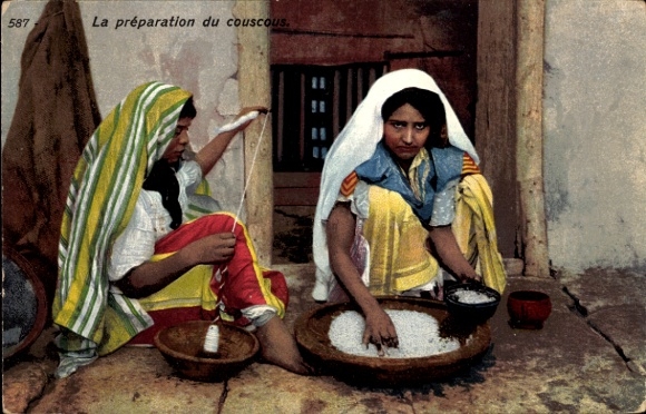 Ak La Preparation du couscous, Lehnert & Landrock 587