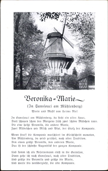 Lied Ak Veronika Marie, Alte Windmühle in Sanssouci am Mühlenberg, Herms Niel