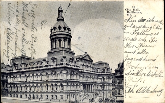 Ak Baltimore Maryland USA, Stadhuis