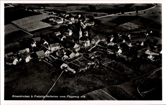 Postcard Attenkirchen in Upper Bavaria, aerial photograph