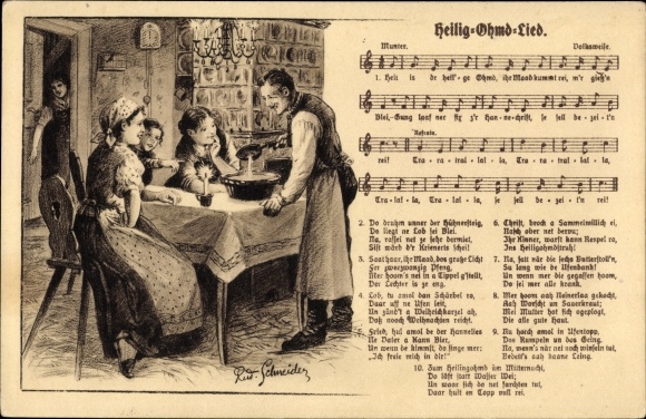 Song artist PC Schneider, Rud., Heilig Ohmd song, family when pouring lead, Wilhelm Vogel
