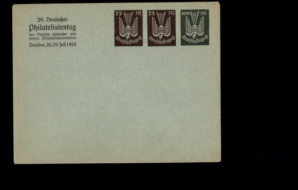 Deutsches Reich Privatganzsache Umschlag, 29. Philatelistentag Dresden 1923, PU 95 C1 02
