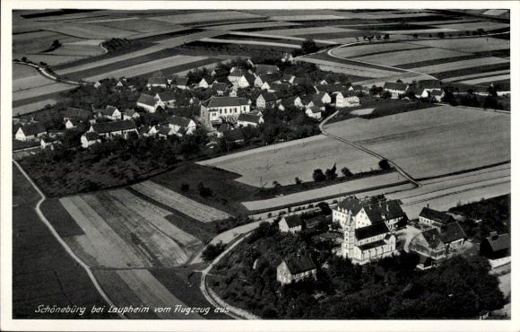 Postcard Schönebürg Schwendi in Upper Swabia, aerial photograph