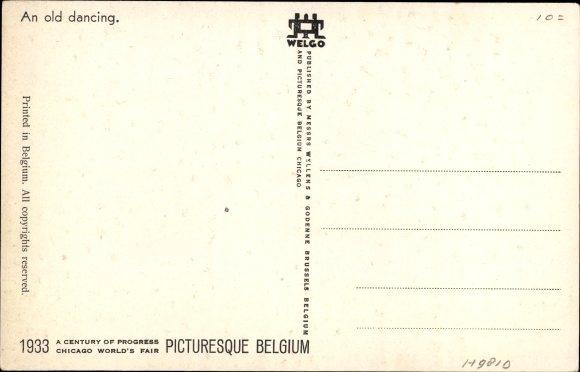 Artist Postcard Dratz, Chicago Illinois USA, World's Fair 1933, Pictoresque Belgium, old dancing