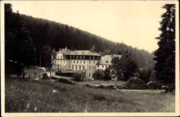Postcard Raschau Markersbach, FDGB Ferienheim Wolfner Mühle, forest