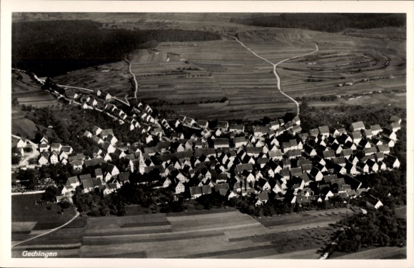Postcard Gechingen in the Black Forest, aerial photograph