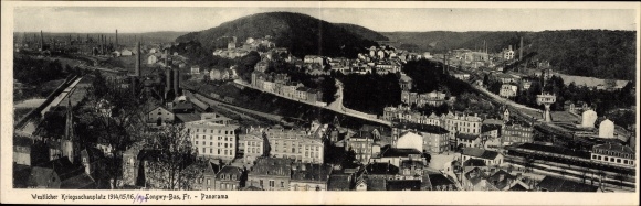 Klapp Ak Longwy Bas Lothringen Meurthe et Moselle, Panorama mit Bahnhof, Berg