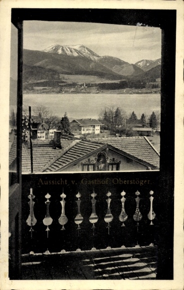 Postcard Gmund am Tegernsee Upper Bavaria, view from Gasthof Oberstöger
