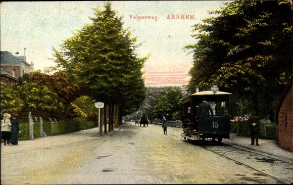 Postcard Arnhem Gelderland Netherlands, Velperweg, Tram 15