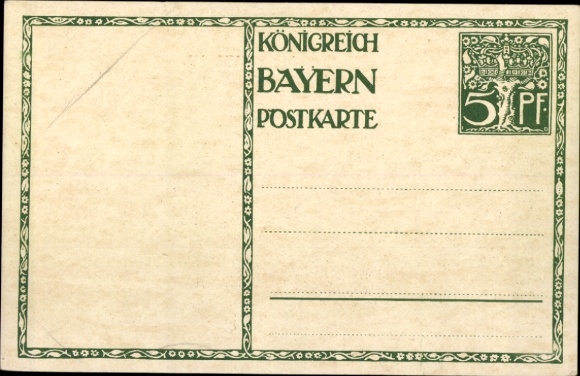 Postwaardestuk kunstenaarsbriefkaart Diez, M., prins-regent Luitpold van Beieren 1911, 5 Pfennig