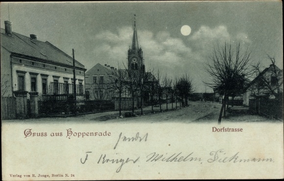Moonlight Postcard Hoppenrade Löwenberger Land, Dorfstrasse