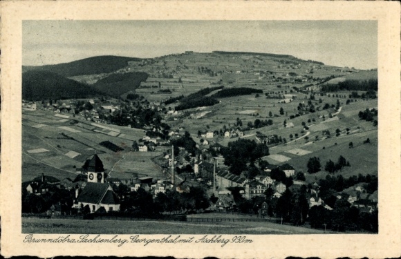 Ak Brunndöbra Klingenthal im Vogtland Sachsen, Panorama mit Aschberg