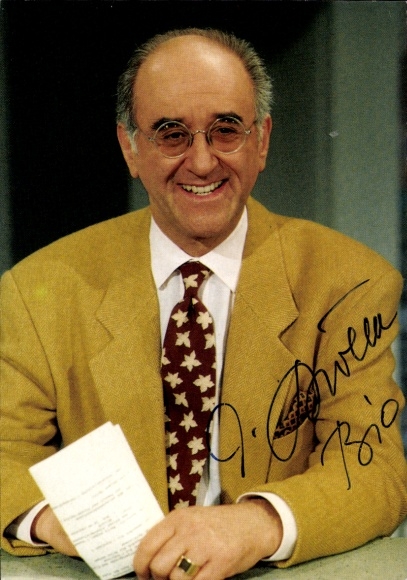 Postcard actor and presenter Dr. Alfred Biolek, portrait, autograph