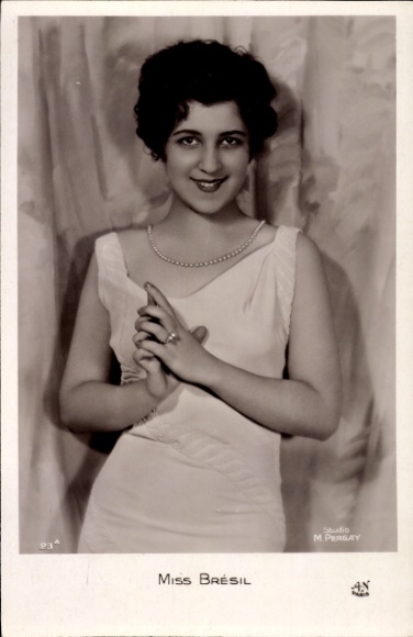Photo Postcard Miss Brazil, portrait in dress