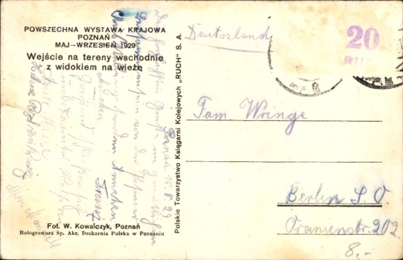 Ak Poznań Posen, Nationale Tentoonstelling 1929, ingang, toren