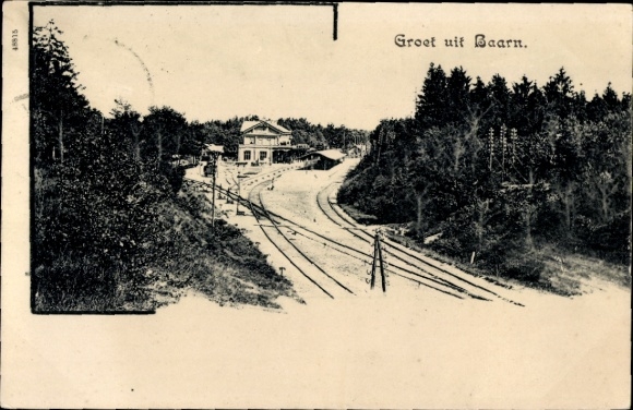 Ansichtkaart Baarn Utrecht Nederland, treinstation, Geisansicht