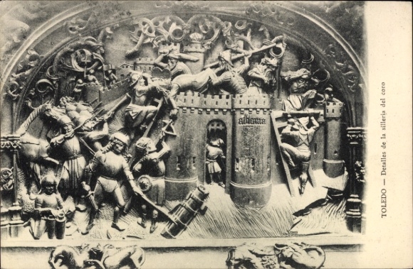 PC Toledo Castile La Mancha Spain, relief depiction, knight, castle, scene, Toledo