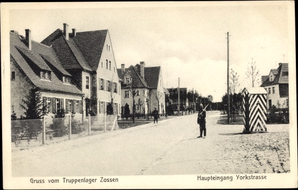 Postcard Zossen in Brandenburg, military camp, main entrance Yorkstrasse