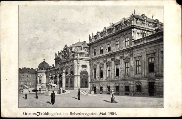 Postcard Vienna 3 Landstrasse, Belvedere Palace, Belvedere Garden, Great Spring Festival 1904