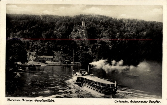 Postcard Bad Karlshafen on the Upper Weser Hesse, arriving steamer