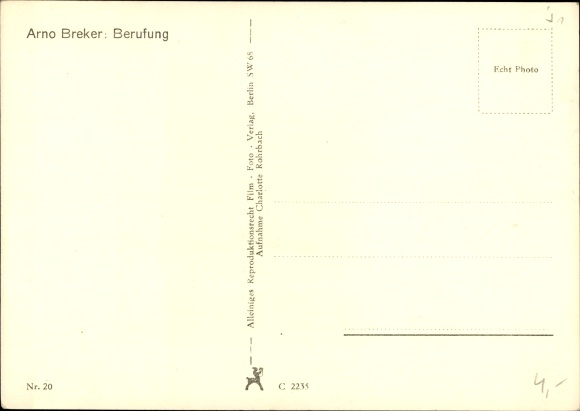 Postcard Plastik Beruf, Arno Breker, Male Nude