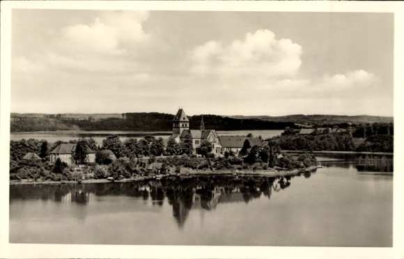Ak Ratzeburg im Herzogtum Lauenburg, Domhalbinsel, Inselstadt  Seenlandschaft, Kirche,  Gebäude