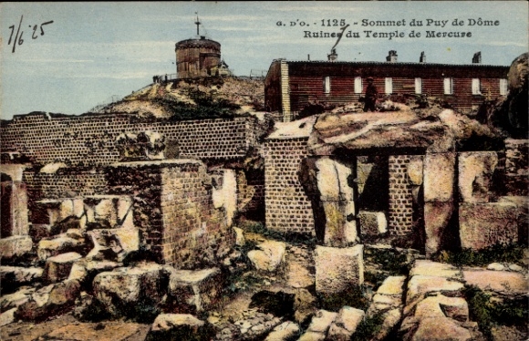 Postcard Chaudefour Chambon sur Lac Puy de Dôme, ruins of the Temple of Mercury, colored