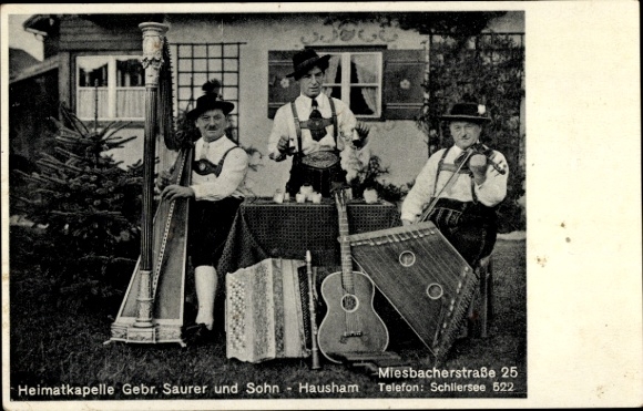 Postcard Hausham in Upper Bavaria, home chapel Gebr. Saurer and Son, Miesbacher Str. 25