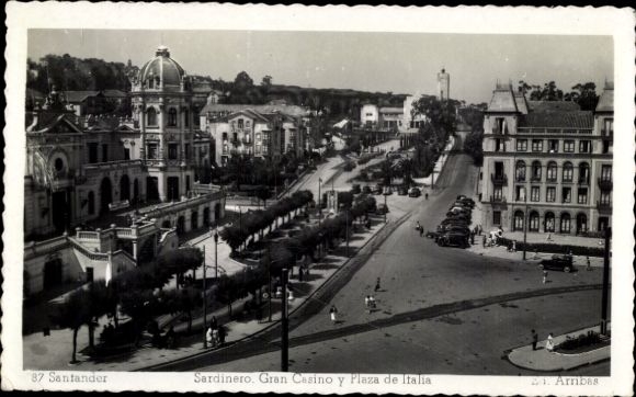 Postcard Santander Cantabria Spain, Sardinero, Gran Casino, Plaza de Italia, city view, historic...