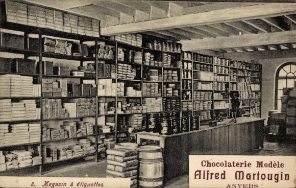CPA Anvers Anvers Flandre, Chocolaterie Alfred Martougin, Magasin