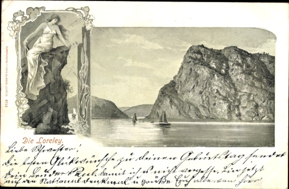 KP St. Goar am Rhein, Loreley, skały, rzeka, żaglówki,